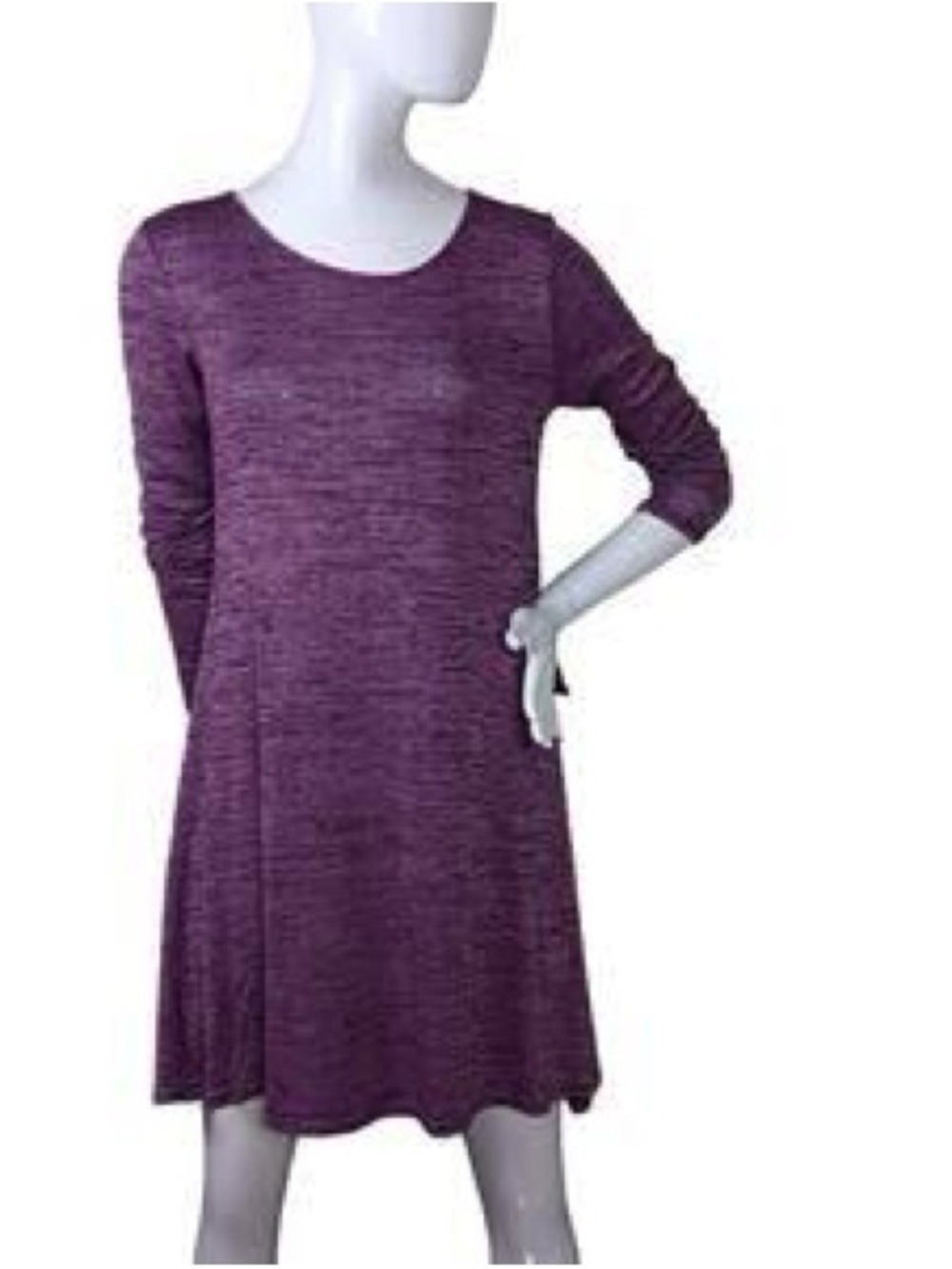 GAP Women's Long Sleeve Round Neck Softspun Knit Mini Dress - Burgundy